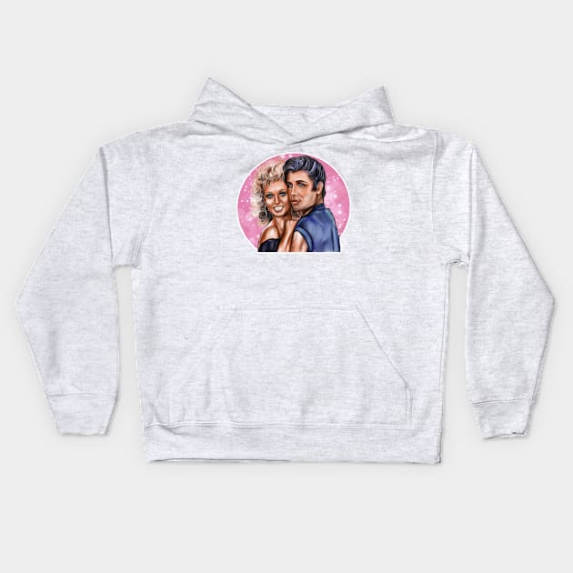 Olivia Newton-John, John Travolta Kids Hoodie by Svetlana Pelin